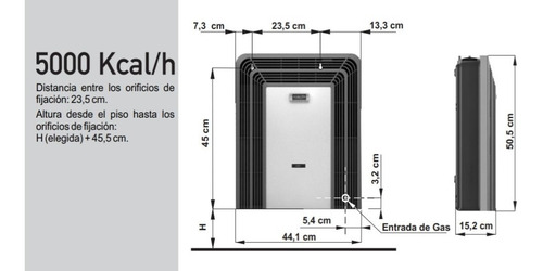 Imagen 3 de 5 de Calefactor Eskabe Miniconvex Titanio 5000kl Tt Mx5 Te Digiya