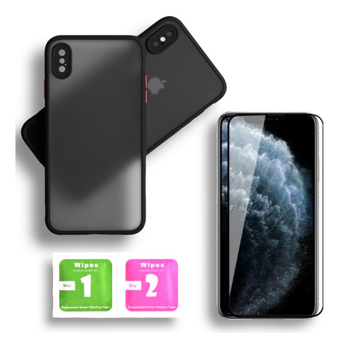 Case Capa Capinha P/ iPhone X Xs Translucida + Pelicula 3d