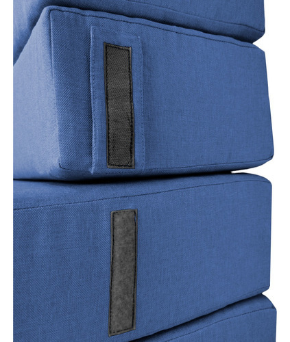 Imagen 6 de 8 de Sofá Cama Matrimonial Plegable, Colchoneta Con Soporte Firmé Color Azul marino