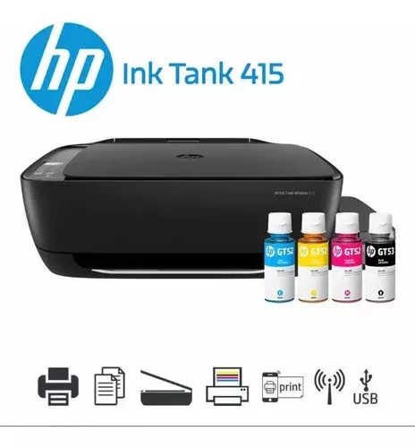 Impresora Multifuncional Hp Ink Tank 415 Tinta Continua Color WiFi USB  Negro