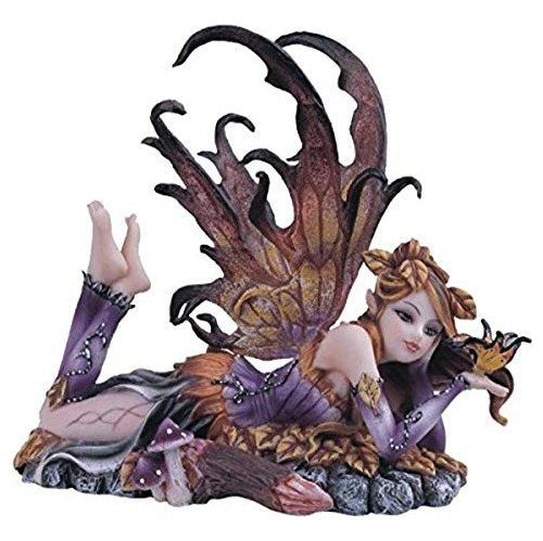  Hada Púrpura Con La Mariposa Del Oro De Colección Figurita 