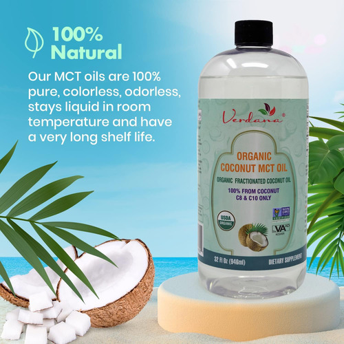 Aceite De Coco Mct Verdana 100% Puro Orgánico 946ml