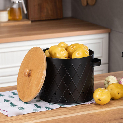 Contenedor De Almacenamiento De Alimentos, Lata Negro Grande