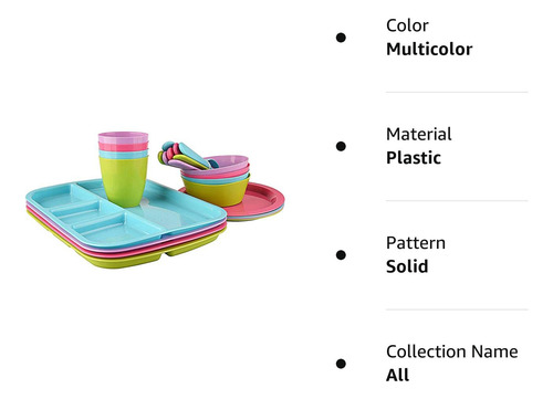 Set De Vajilla Infantil 24 Piezas Sin Bpa, Microondas/lavava
