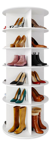 Spaceaid Zapatero Giratorio De 6 Niveles, Diseño De Parte . Color Blanco