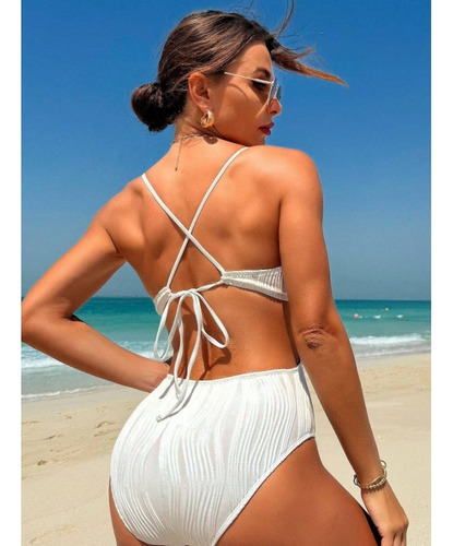 Trajes De Baño Sexy De Una Pieza Con Cuello En V Y Cuello En