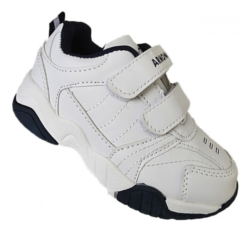 Zapatillas Blancas Escolares Deportivas Con Velcro - 7060