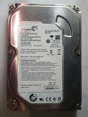 Disco Duro 500gb Sata 3.5 Para Pc Mesa, Dvr 100% Perfecto (Usado)