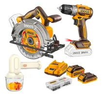 Comprar Sierra Circular 6 12 + Taladro + Baterias Y Cargador Ingco Color Amarillo