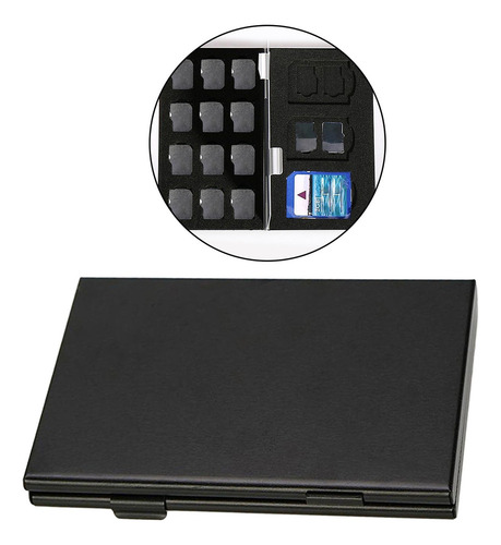 Caja De Almacenamiento De 21 Ranuras 18 Micro Sd + 3sd Negro