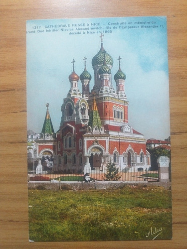 Francia Niza Antigua Postal Sinagoga Cathedrale Russie Anice