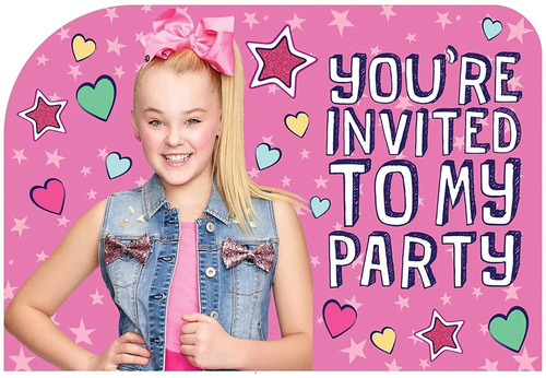 Jojo Siwa Invite Postales | 4.25 X 6.25 | Multicolor | 8 P