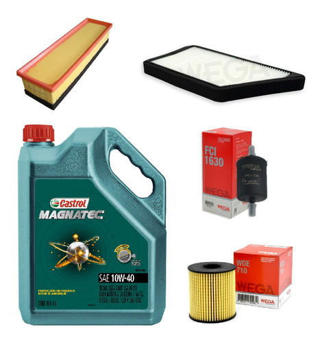 Kit 4 Filtros + 4l Aceite Castrol 10w40 Peugeot 207 1.4