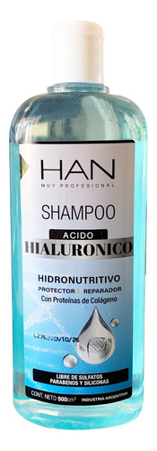 Shampoo Han Ácido Hialurónico Hidronutritivo Colageno 500 Ml