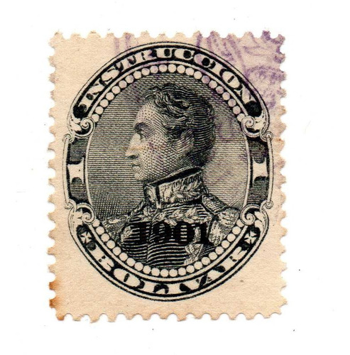 Imagen 2 de 2 de Estampilla Venezuela 1 Bolivar 1893 Sobre Impresa 1901
