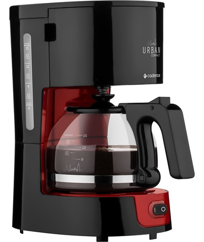 Cafetera Cadence Urban Compact CAF300 semi automática negra y roja de filtro 220V
