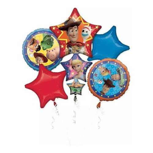 Globo Metalico Bouquet C/5pz Ramo Toy Story Ramillete 0toy0