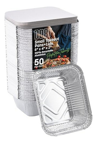 50 Pack De Bandejas De Aluminio Y Tapas De Cartón  - Contene