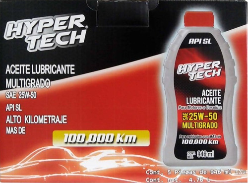 Aceite Lubricante  Hyper Tech Sae 25w-50 Alto Km 5p De 946ml