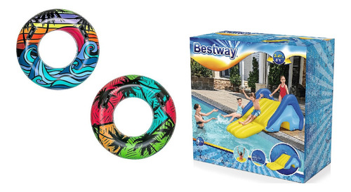 Tobogan Con Dos Aros Inflable Para Piscina 