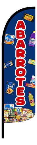 Bandera Publicitaria Abarrotes Azul. (4x1 Metros) Completa Abarrotes Azul