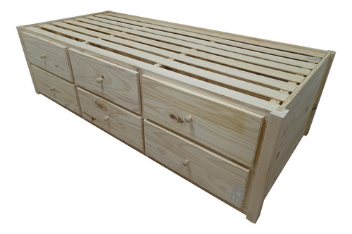 Divan Cama Otamana Box 1 Plaza 6 Cajones Pino Pino Natural Otomana