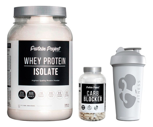 Isolate Protein Project 2 Lb + Carb Blocker + Vaso Sabor Vainilla