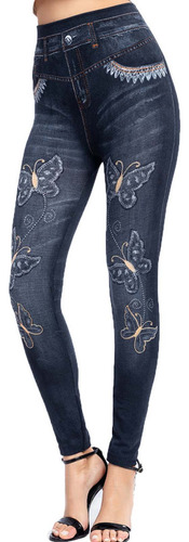 Leggings Elásticos De Imitación Bordados Con Estampado J Pan