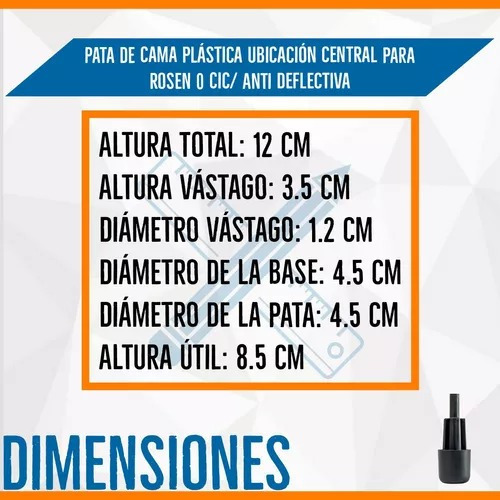 Imagen 2 de 6 de Pata Central Para Cama Rosen Y Cic. Altura Útil: 8.5 Cm