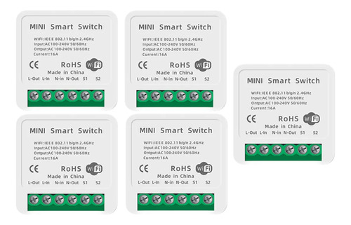 Kit 5 Interruptores Wifi Mini 16a Ewelink Alexa Google Home