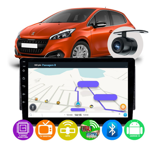 Kit Multimidia Android Gps Espelhamento Peugeot 208 2016