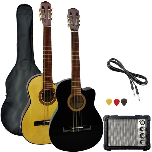 Guitarra Electrocriolla Media Caja Amplificador Funda Cable