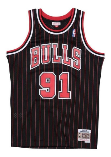 Camiseta Mitchell And Ness Bulls Dennis Rodman Negro