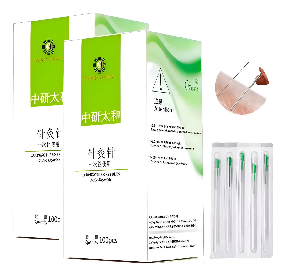 Agujas Acupuntura Zhongyan Taihe 200pzs Con Catéter Separado