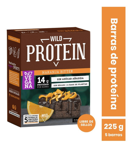 Imagen 1 de 1 de Wild Protein Vegan Naranja Bitter 5 Uds