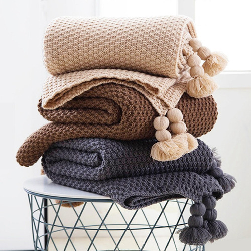 Manta Tejida De Estilo Nórdico, Ligera, Para Cama,