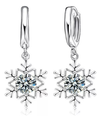 Pendientes Copo De Nieve Baño Plata 925 Joyería Elegante