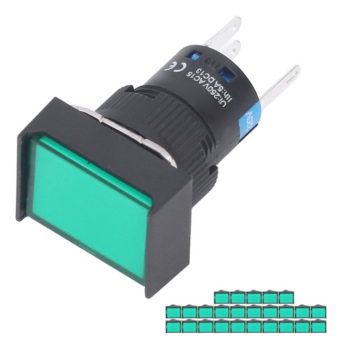 Pulsador Rectangular Momentáneo Con Cierre Automático, 25 Un