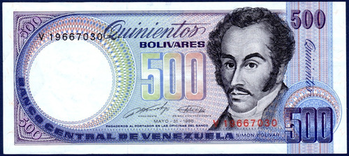 Billete De 500 Bolívares V8 Mayo 31 1990 Bolívar Orquídea