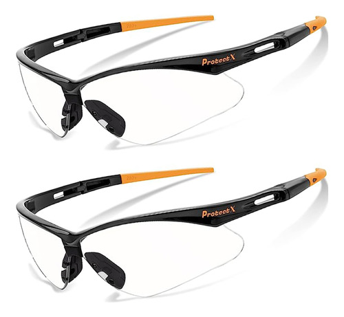 Protectx 2-pack Clear Safety Glasses, Protección De Ojos Lig