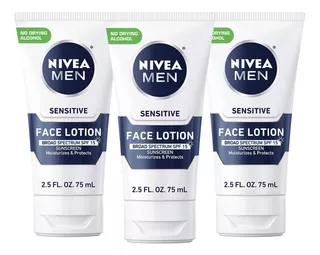 Nivea Men Loción Facial Sensible Con Spf 15, Protector Sol.