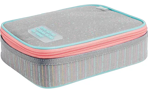 Estojo Box Academie Dots Cinza Tilibra Bolinhas
