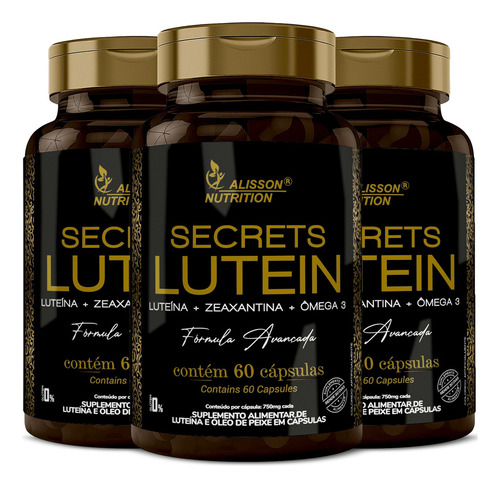 Luteína + Zeaxantina + Ômega 3 Secrets Lutein 3x60 Cápsulas Sabor Sem Sabor