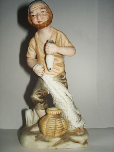 Porcelana Capodimonte Antigua Anciano Pescador Buen Diseño