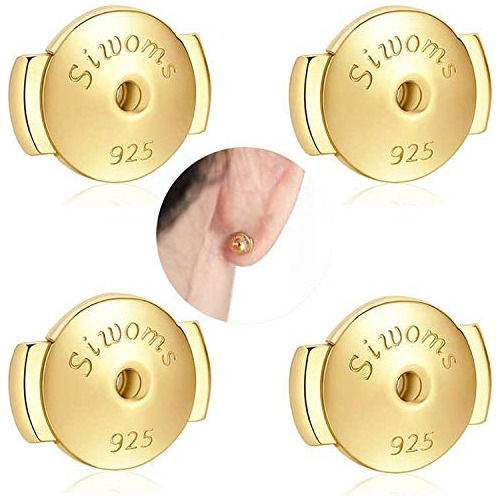 2 Pares Aretes Chapados En Oro 18 Quilates Seguros Para Tach