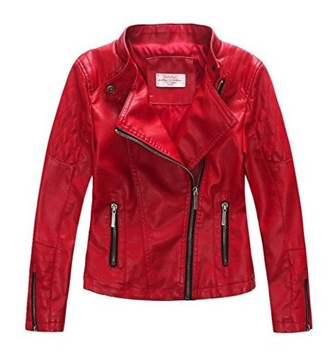 Chaqueta Moto Niñas Acolchada Cuero Sintético