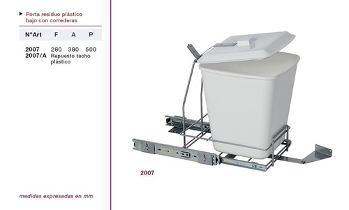 Imagen 4 de 6 de Cesto Cubo Tacho Basura Plastico Extraible Bajo Fark 2007