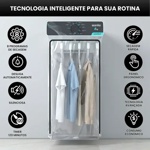 Secadora De Roupas Wanke Comfort 8kg Parede | Parcelamento sem juros