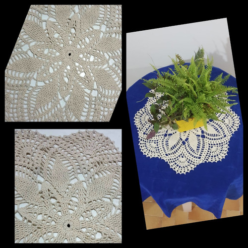 Carpeta De Mesa Tejida A Crochet Color Natural 64cm