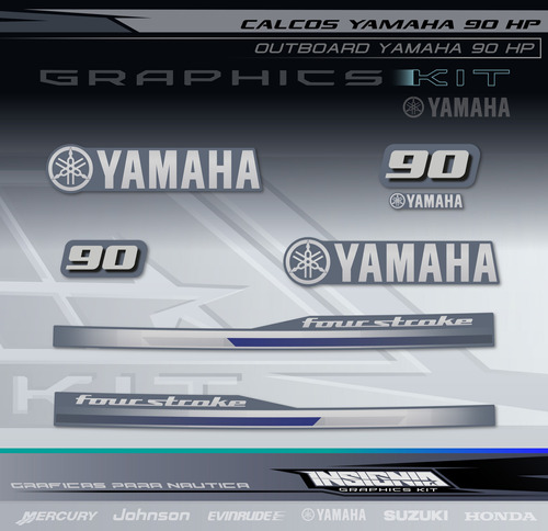 Calcos Yamaha 90 Hp Outboard - Laminadas - Insignia Calcos